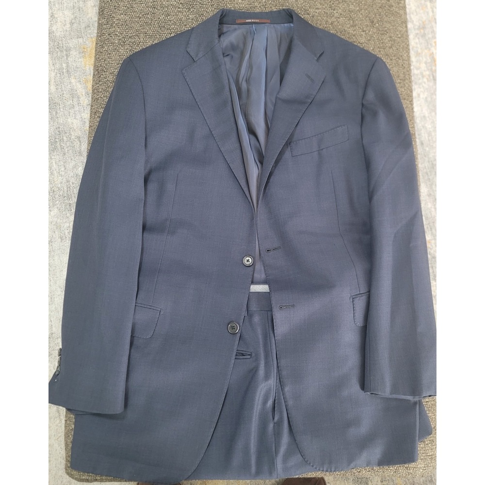 Hickey‎ Freeman Men's 2 Button Wool Blue Suit Size 44 Long Made In USA